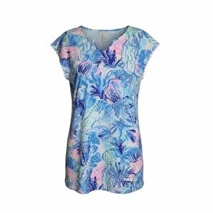 Lilly Pulitzer Girl's Blue Astara 100% Cotton Dress Dress EUC X-Large 12-14